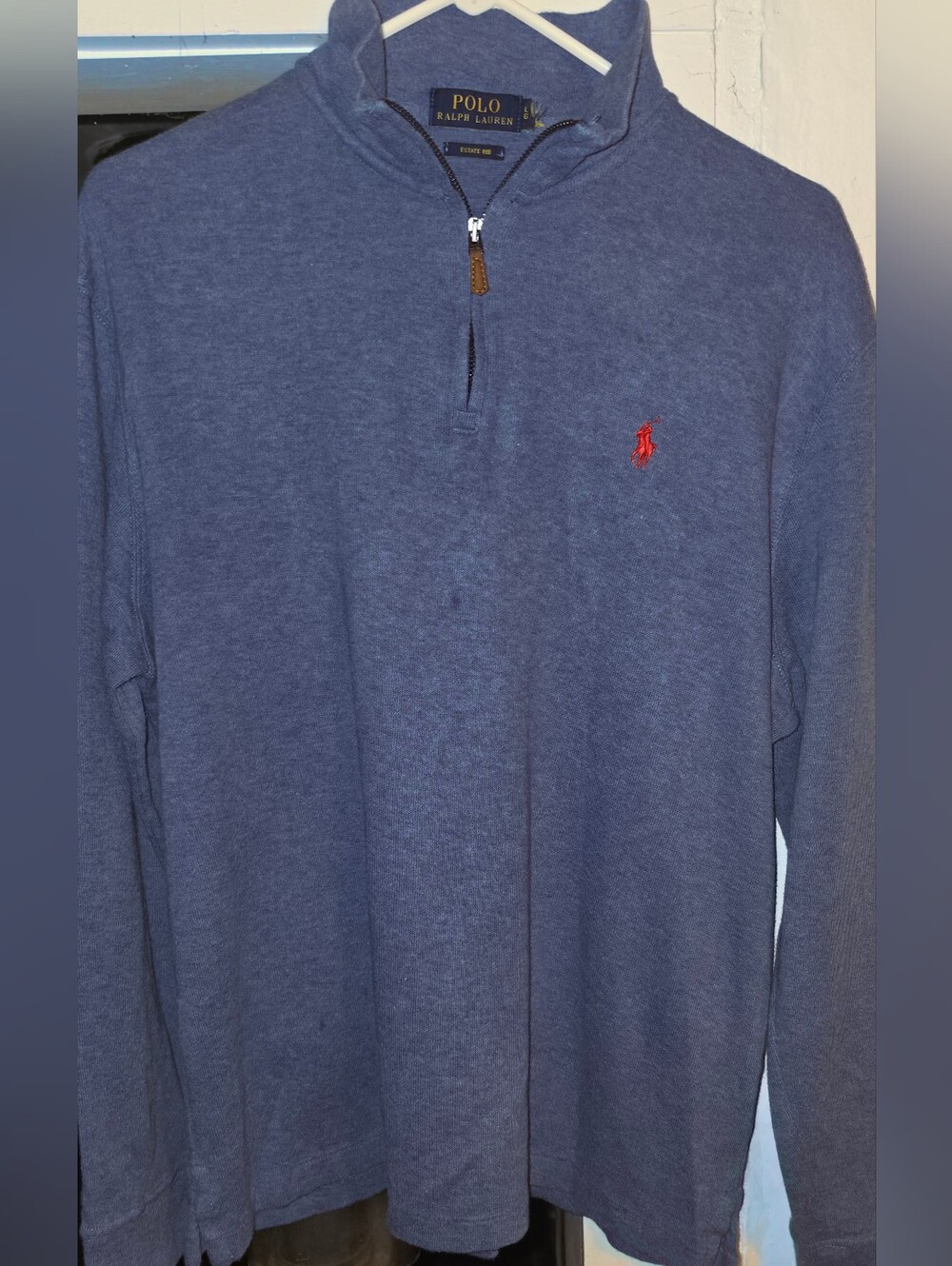 Polo by Ralph Lauren Blue Heather Quarter-Zip Pullover with Red Pony